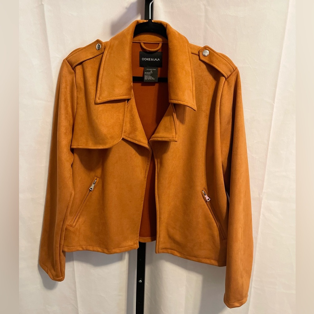 Ookie & Lala Burnt orange, faux, suede jacket.